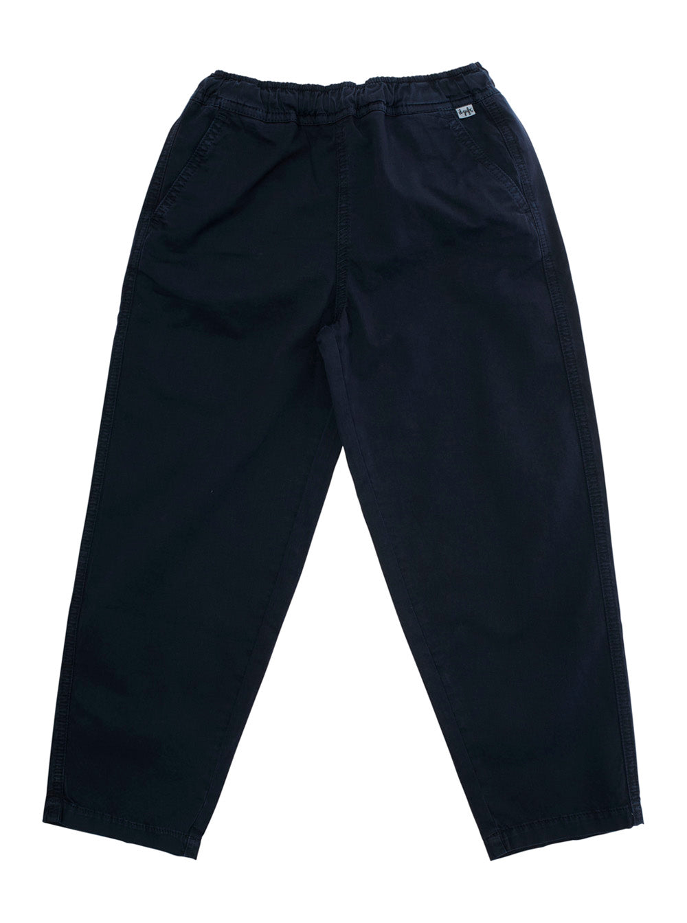 Blue Pants With Elastic Waist And Logo Patch On The Front Cotton Stretch Boy Blu Elastan Trousers