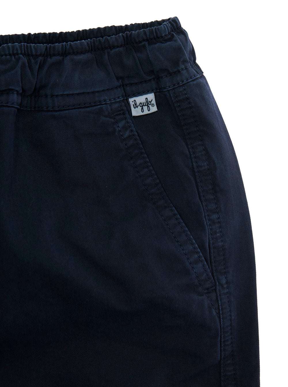 Blue Pants With Elastic Waist And Logo Patch On The Front Cotton Stretch Boy Blu Elastan Trousers