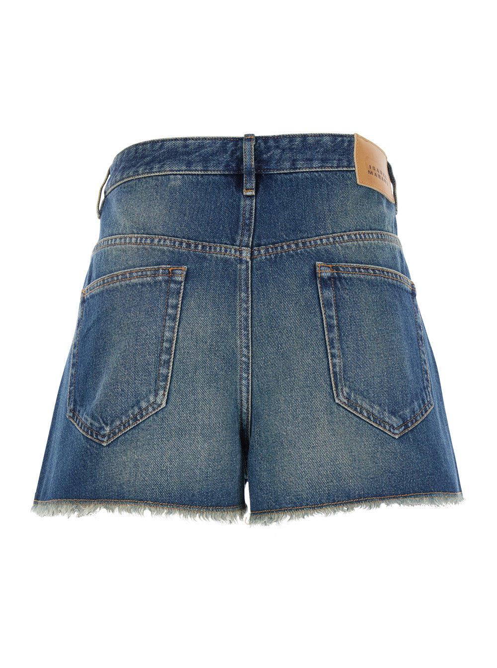 Lesia Blue Shorts with Fringed Hem in Organic Cotton Blend Woman Blu Canapa And Bermuda