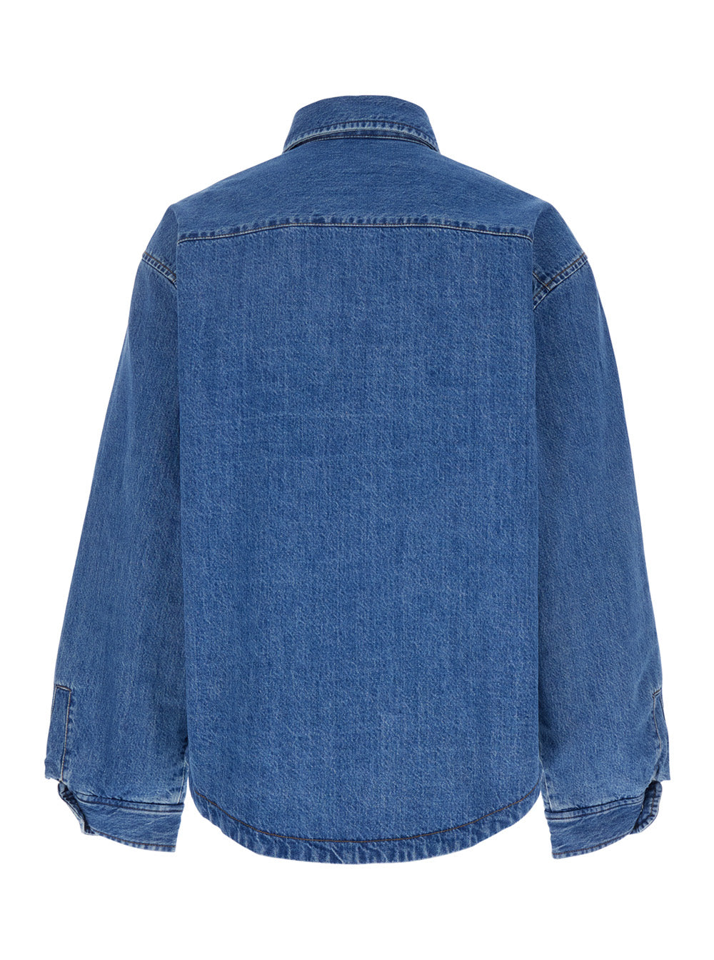 La Chemise Boulanger Blue Jacket With Classic Collar And Logo Embroidery On The Front Denim Man Blu Cotton
