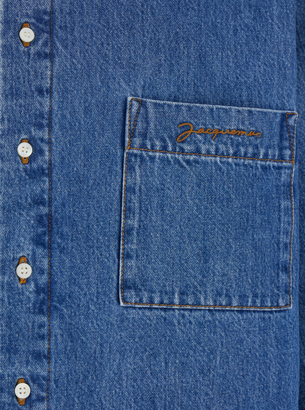 La Chemise Boulanger Blue Jacket With Classic Collar And Logo Embroidery On The Front Denim Man Blu Cotton