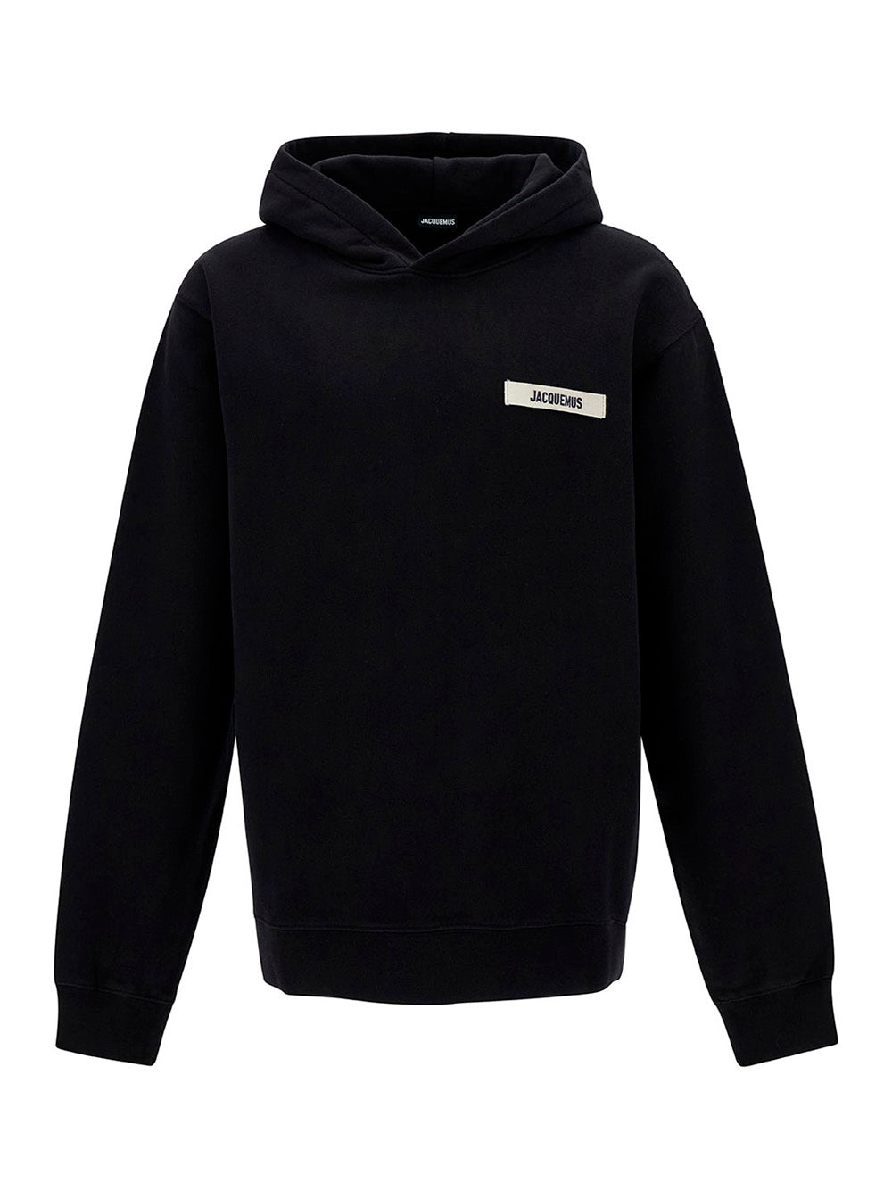 Le Hoodie Gros-Grain Black With Logo Patch Cotton Man Sweatshirts