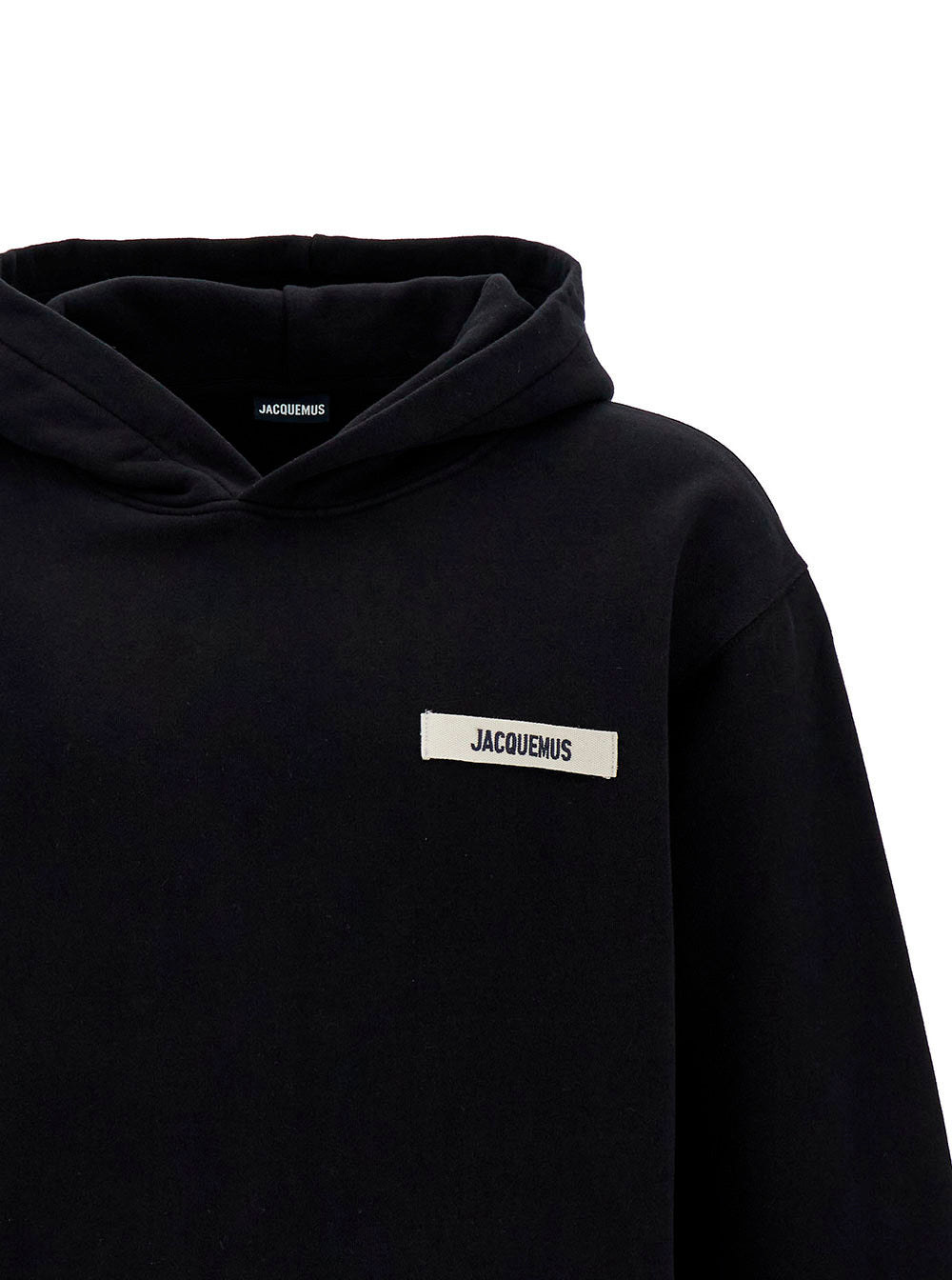 Le Hoodie Gros-Grain Black With Logo Patch Cotton Man Sweatshirts