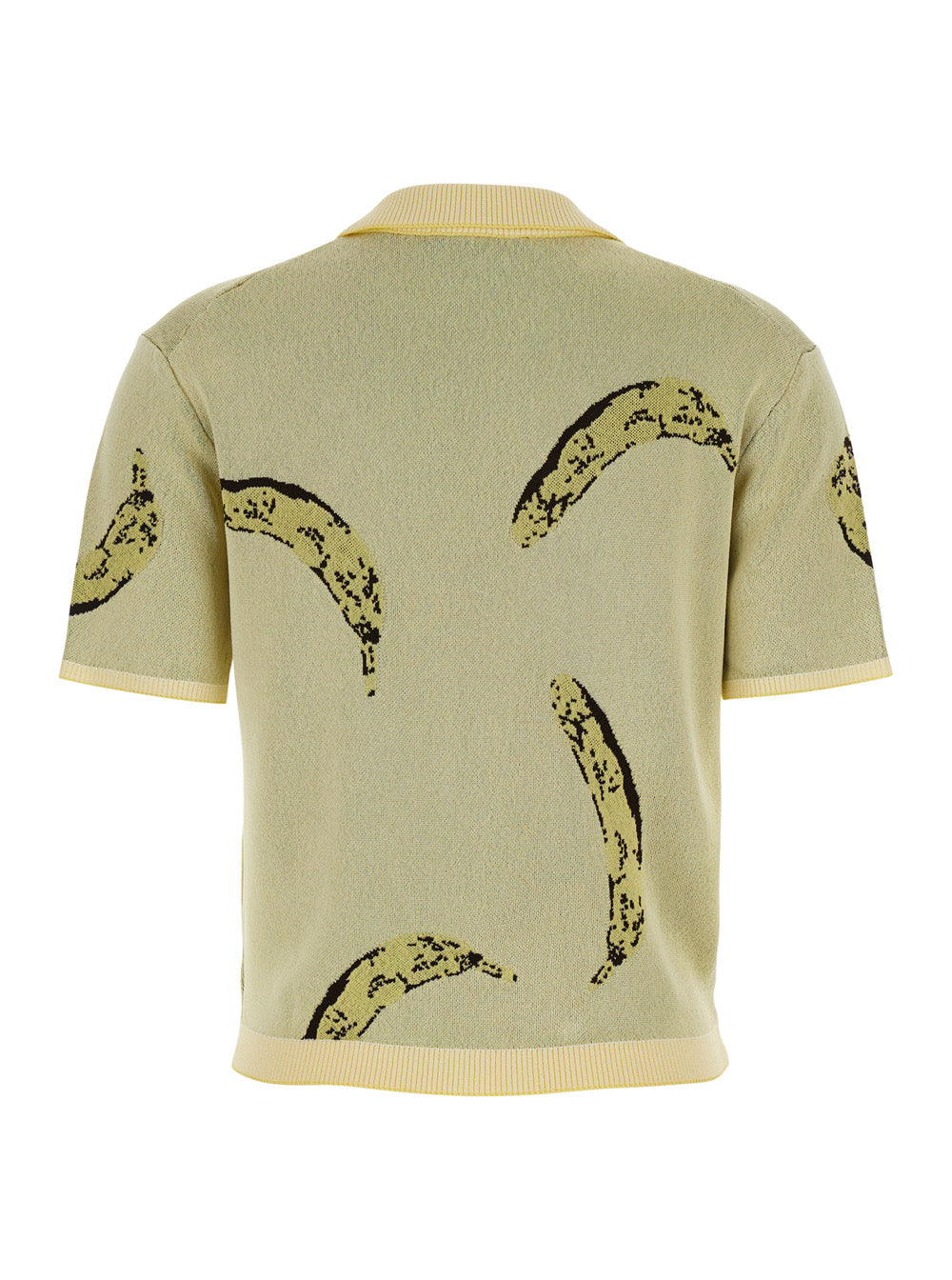 Le Polo Marino Yellow Shirt With French Collar And All-Over Banana Motif Viscose Woman Polyester Elastane Tshirts