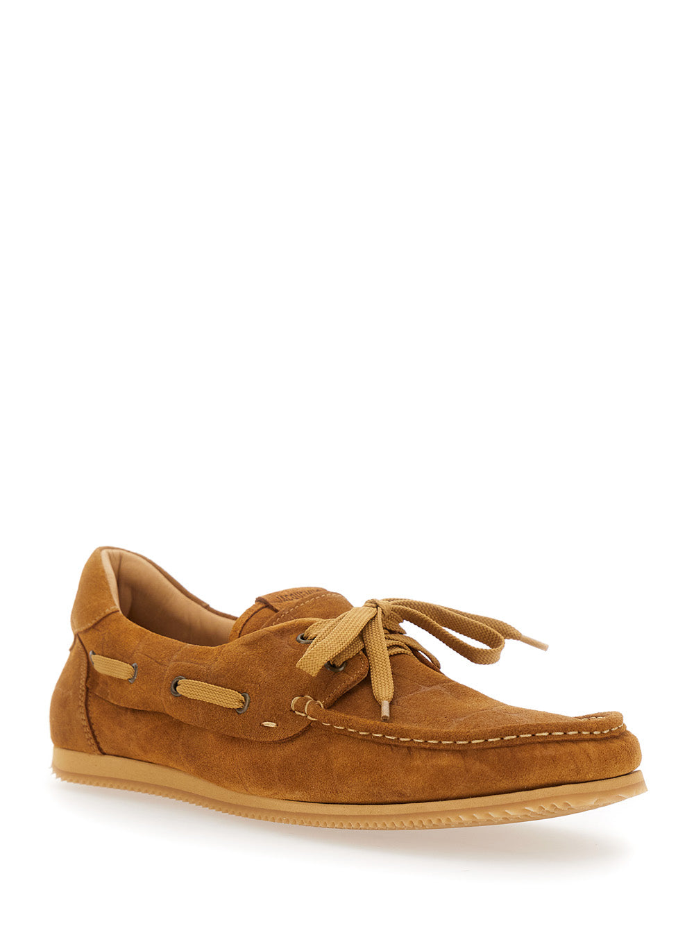 Les Batto Brown Loafers With Crocodile Effect And Logo Imprinted On The Heel Suede Man