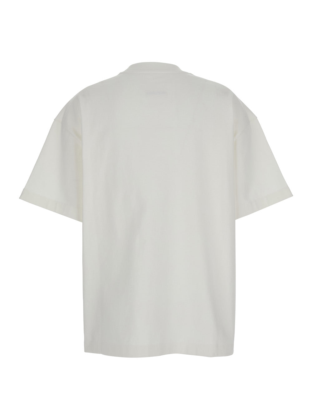 White Crewneck T-Shirt with Tonal Logo Print on the Front in Cotton Woman Tshirts And Polo Shirts