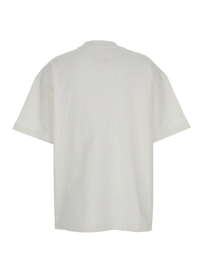 White Crewneck T-Shirt with Tonal Logo Print on the Front in Cotton Woman Tshirts And Polo Shirts