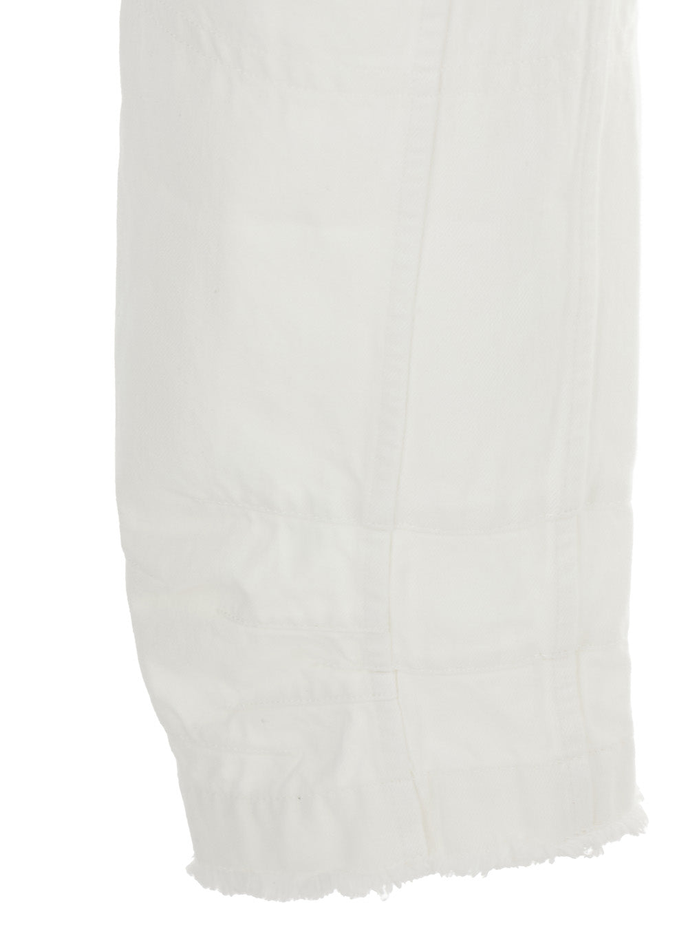 White Jeans with Logo Patch on the Rear and Fringed Hem in Denim Woman Cotton