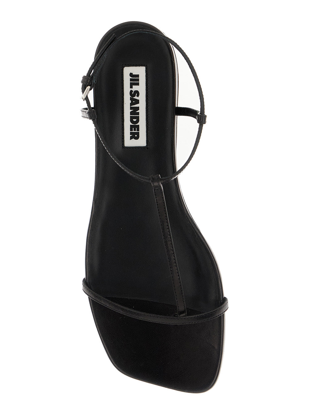 Black Sandals with Ankle Buckle Closure in Leather Woman Goat Flat Shoes