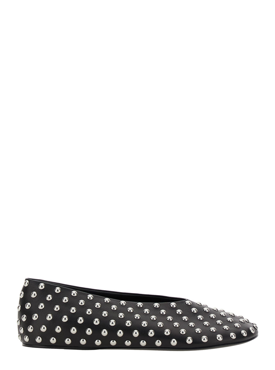 Black Ballet Flats With Studs Ovine Ballerina Shoes