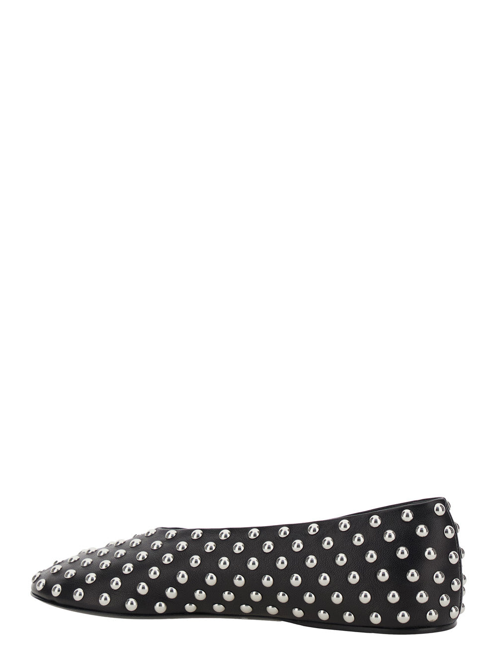 Black Ballet Flats with All-Over Stud in Leather Woman Ovine Ballerinas