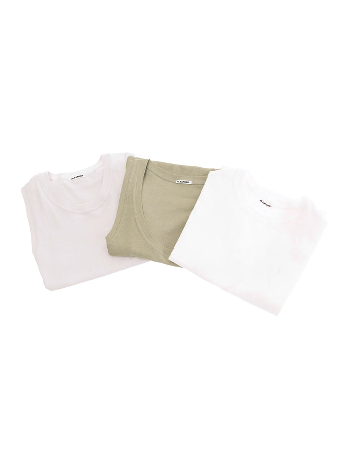 Multicolor Crewneck Top with Three-Layer Design and Side Logo in Cotton Woman Tops
