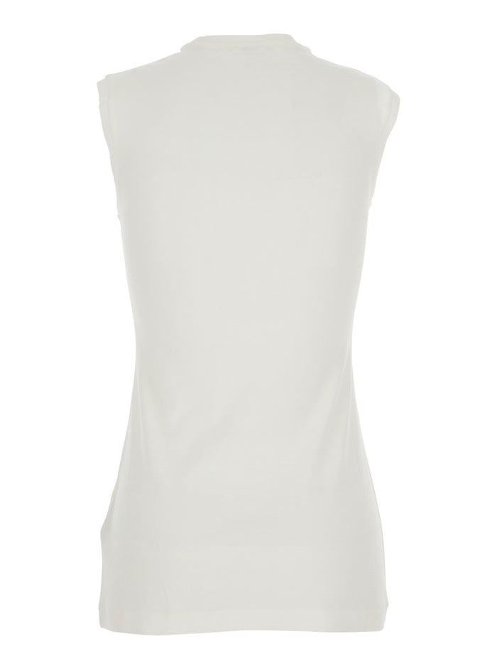 Multicolor Crewneck Top with Three-Layer Design and Side Logo in Cotton Woman Tops