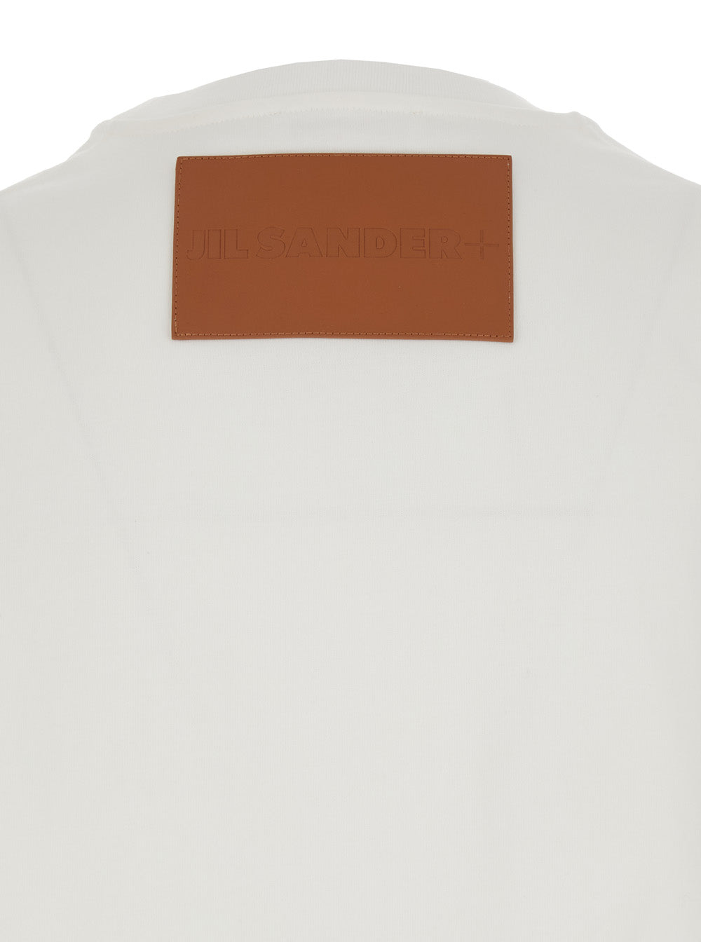 White Crewneck T-Shirt with Logo Patch Applied on the Back in Cotton Woman Tshirts And Polo Shirts