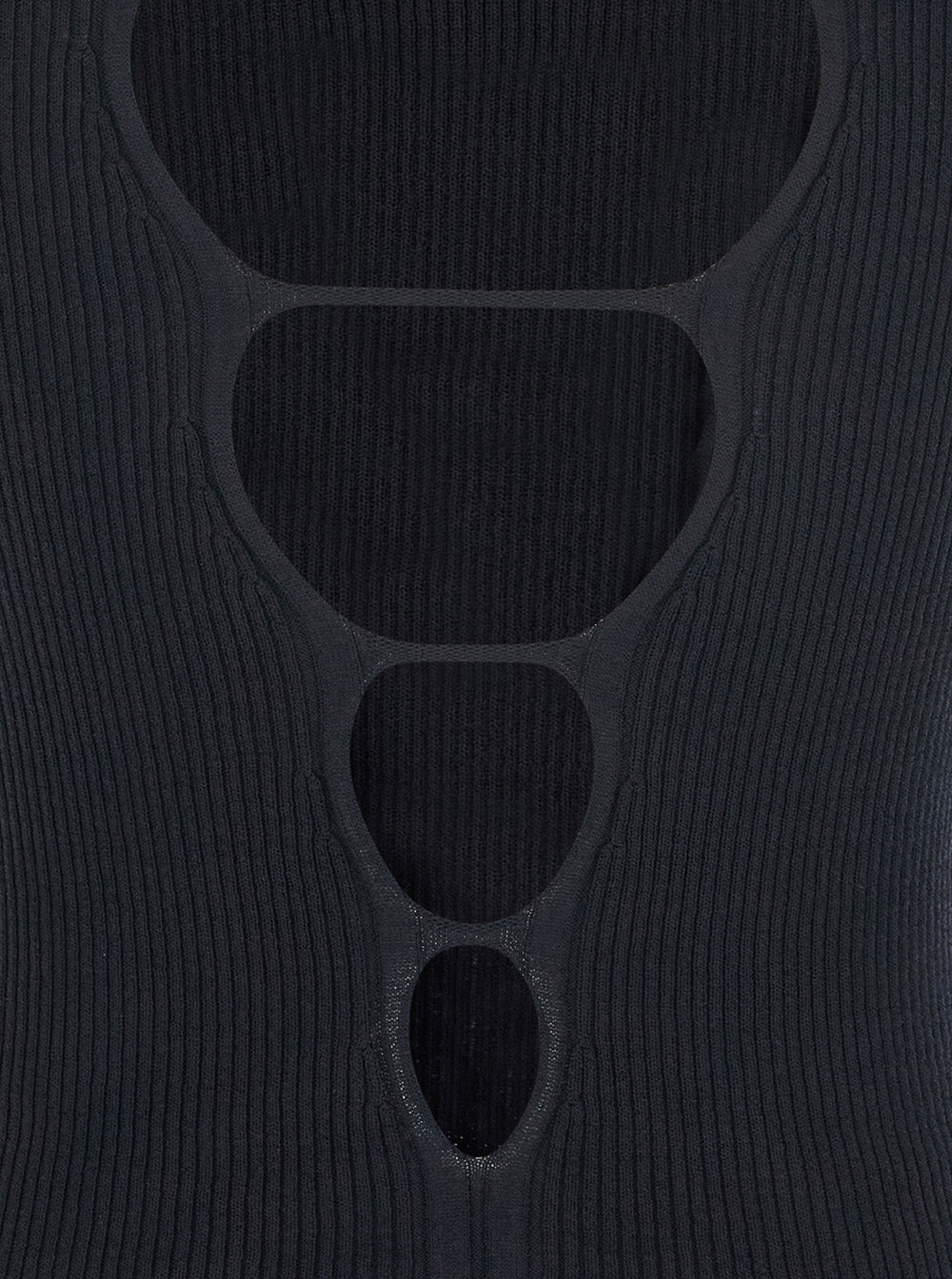 Black Top With Ribbed Design And Cut-Out Detail On The Back Viscose Blend Woman Polyamide Tops