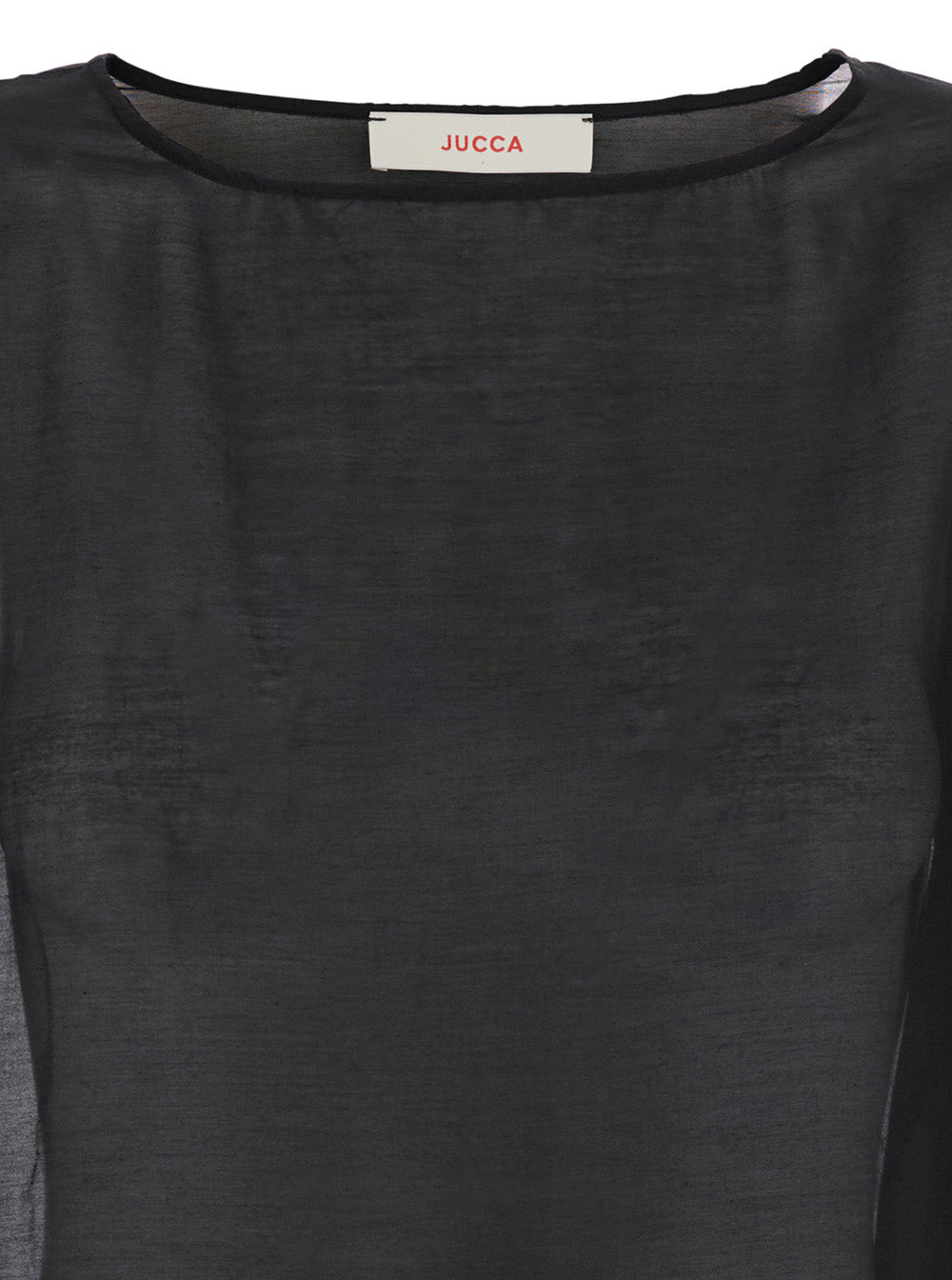 Black Blouse With Round Neckline And Dropped Shoulders Cotton Silk Blend Woman Shirts Blouses