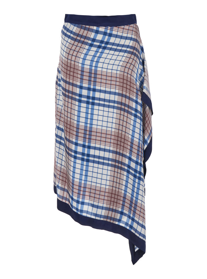 Multicolor Asymmetric Skirt With Check Motif And Side Zip Closure Viscose Woman