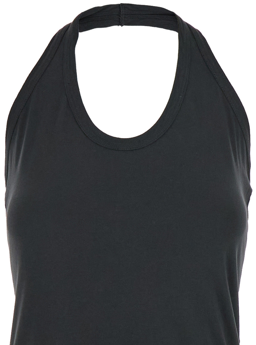 Black Sleeveless Dress With Halterneck And Straight Hem Cotton Woman Long