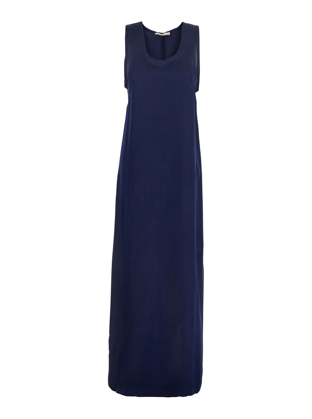 Blue Long Dress with U-neck and Back Closure in Viscose Blend Woman Blu Cu