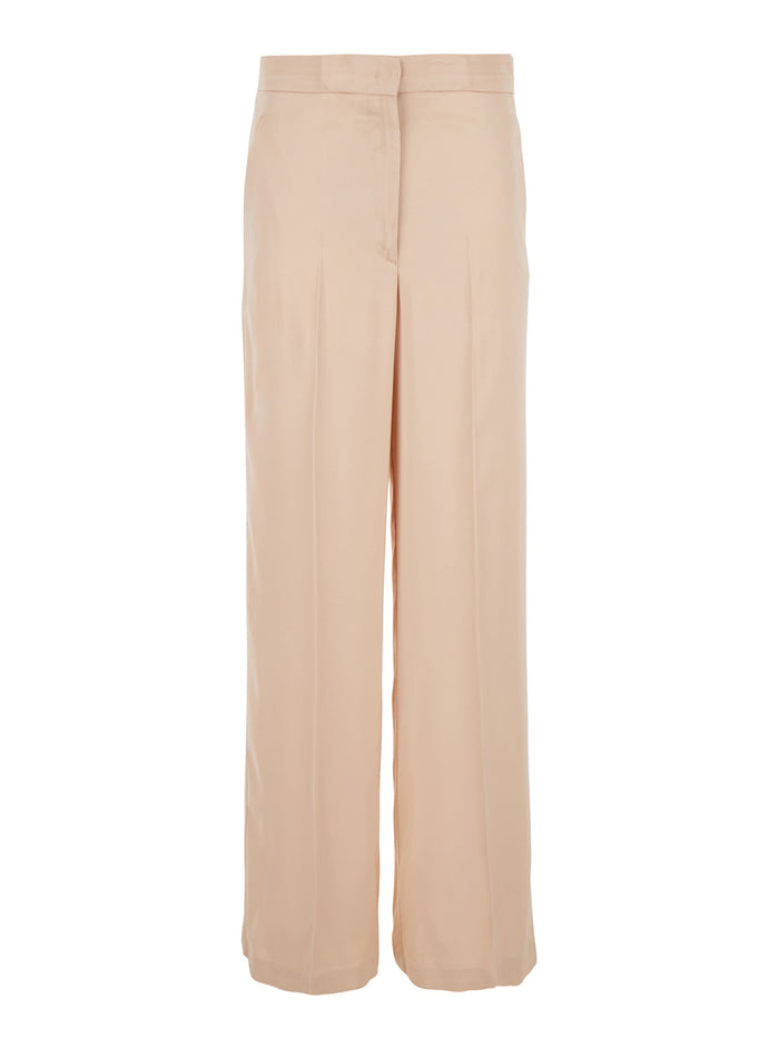 Pink Pants with Hidden Front Closure and Side Pockets in Viscose Woman Beige Trousers