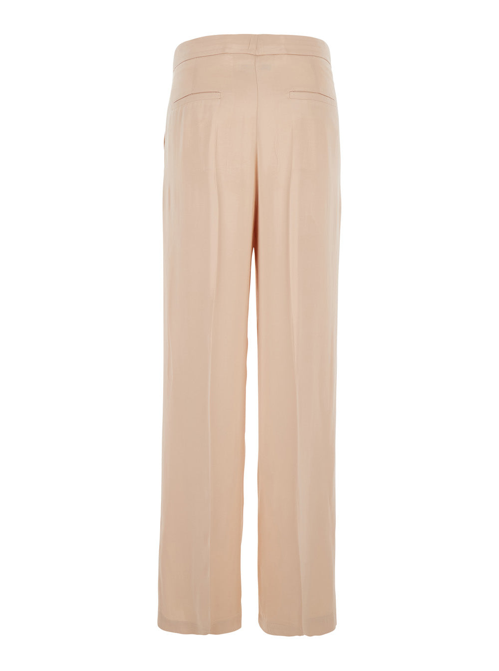 Pink Pants with Hidden Front Closure and Side Pockets in Viscose Woman Beige Trousers