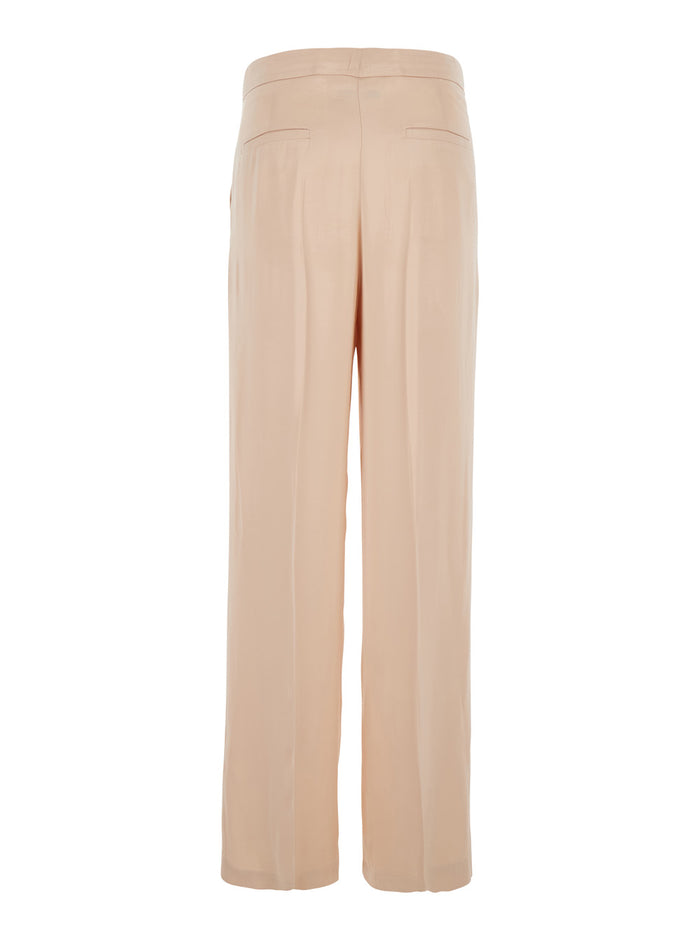 Pink Pants with Hidden Front Closure and Side Pockets in Viscose Woman Beige Trousers