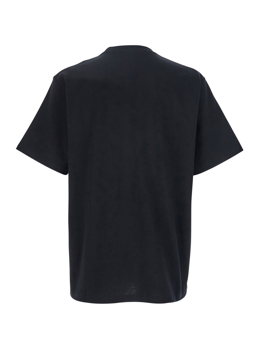 Black Crewneck T-Shirt With Logo Embroidery On The Front Cotton Man Tshirts And Polo Shirts