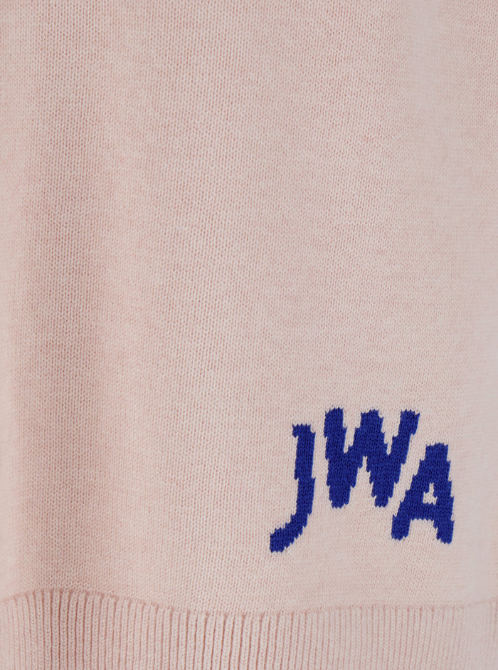 Pink Sleeveless Vest with V Neck and Contrasting Logo Embroidery on the Front in Cotton Cashmere Blend Man Jersey