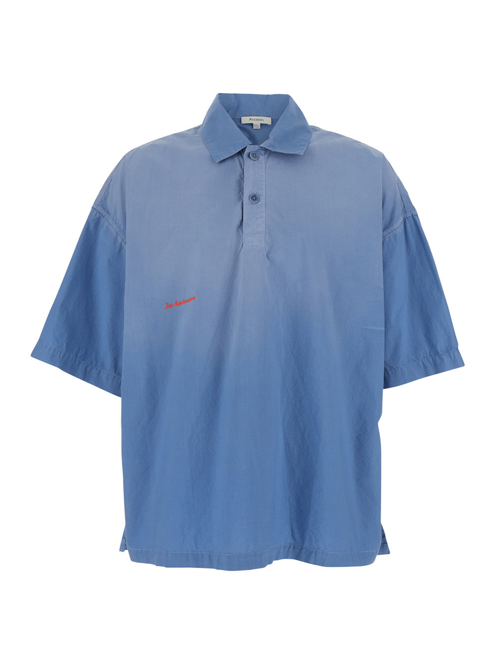 Blue Oversize Polo Shirt With Logo Lettering On The Front And Detail Cotton Man Light Tshirts
