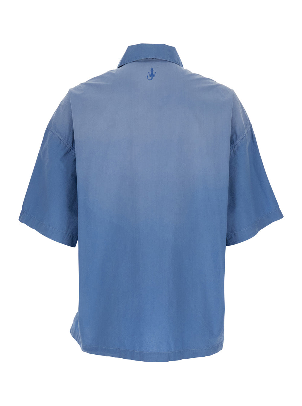 Blue Oversize Polo Shirt With Logo Lettering On The Front And Detail Cotton Man Light Tshirts