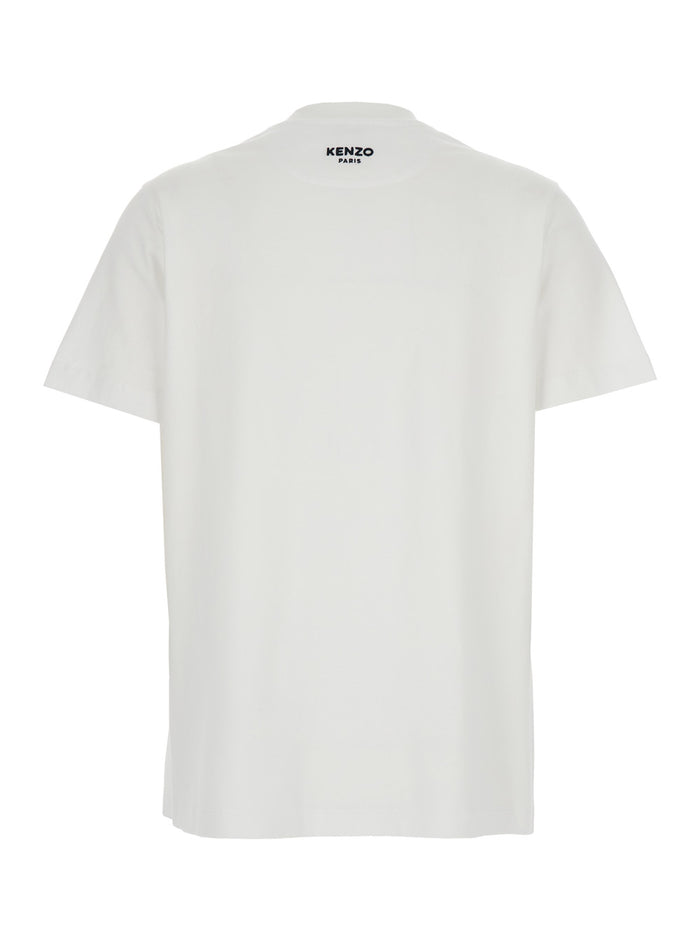 Boke Flower 2,0 White Crewneck T-Shirt With Logo Patch On The Front And Lettering Rear Cotton Woman Tshirts Polo Shirts