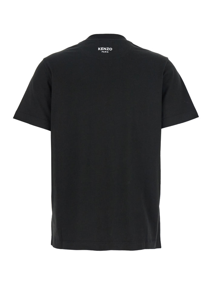 Boke Flower 2,0 Black Crewneck T-Shirt With Logo Patch On The Front And Lettering Rear Cotton Woman Tshirts Polo Shirts