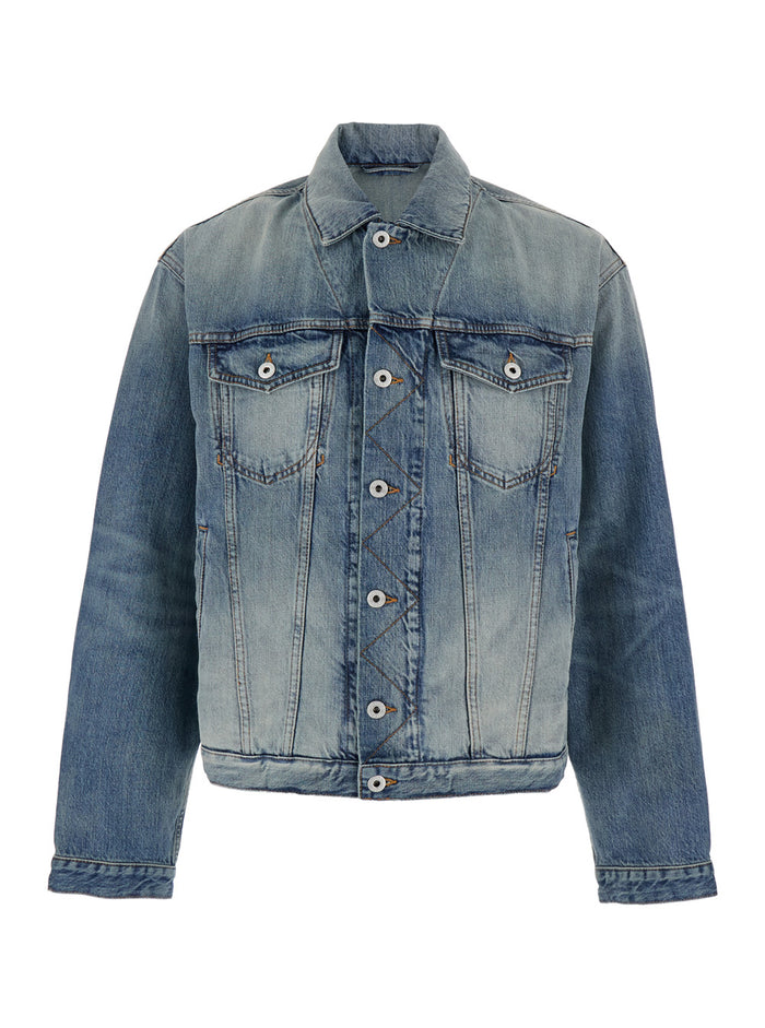Kenzo Pop Blue Jacket With Logo Patch On The Rear And Maxi Denim Man Blu Cotton