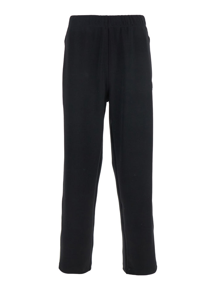 Pop Black Pants With Elastic Waist And Logo Patch On The Side Tech Fabric Stretch Man Polyester Elastane Trousers