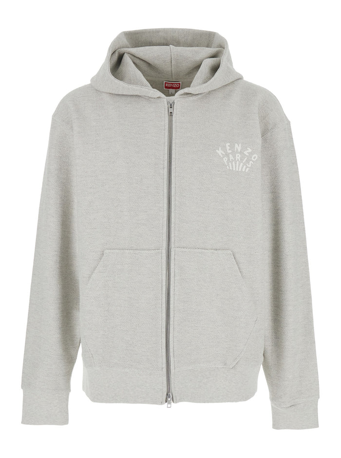 Dragonfly Grey Sweatshirt With Logo Lettering On The Front And Maxi Rear Cotton Stretch Man Elastane Sweatshirts