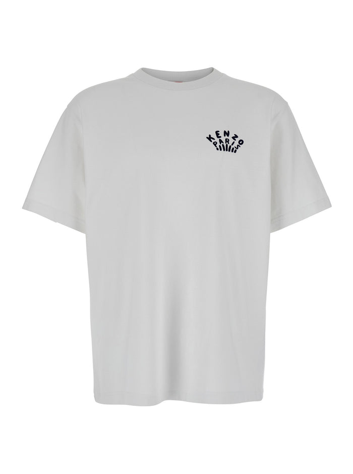 White T-Shirt With Logo On The Front And Maxi Back Cotton Man Tshirts Polo Shirts