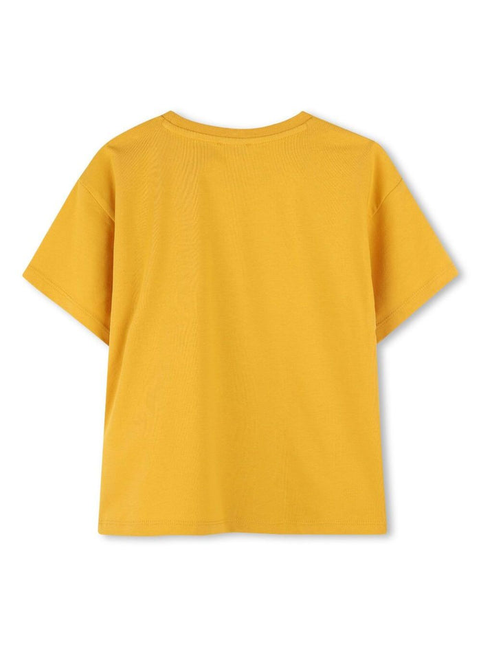 Yellow T-Shirt With Round Neck And Maxi Logo Print On The Front Cotton Boy Orange Tshirts Polo Shirts