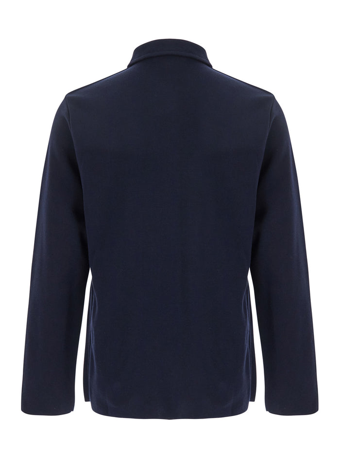 Blue Shirt With Classic Collar Cotton Man Blu And Blouses