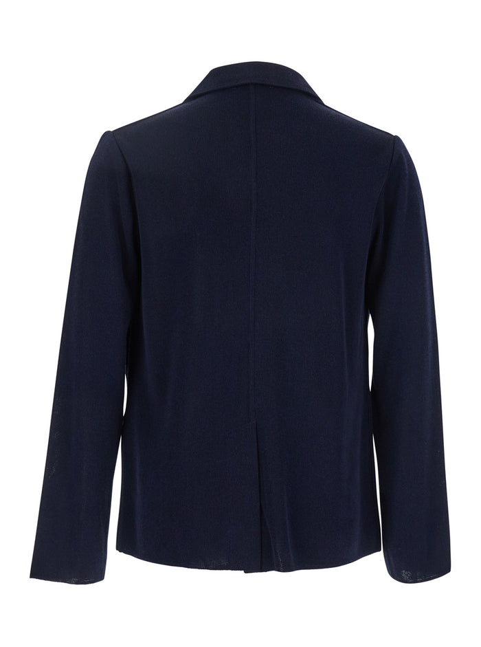 Blue Jacket With Classic Lapels And Logo Pin Detail Cotton Viscose Blend Man Blu Blazers