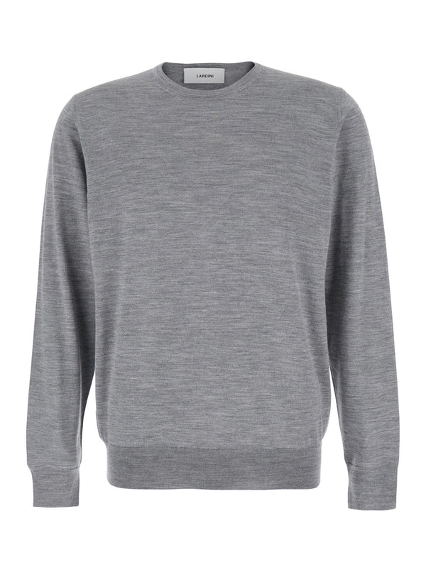 Grey Wool Blend Crewneck Sweater Tops