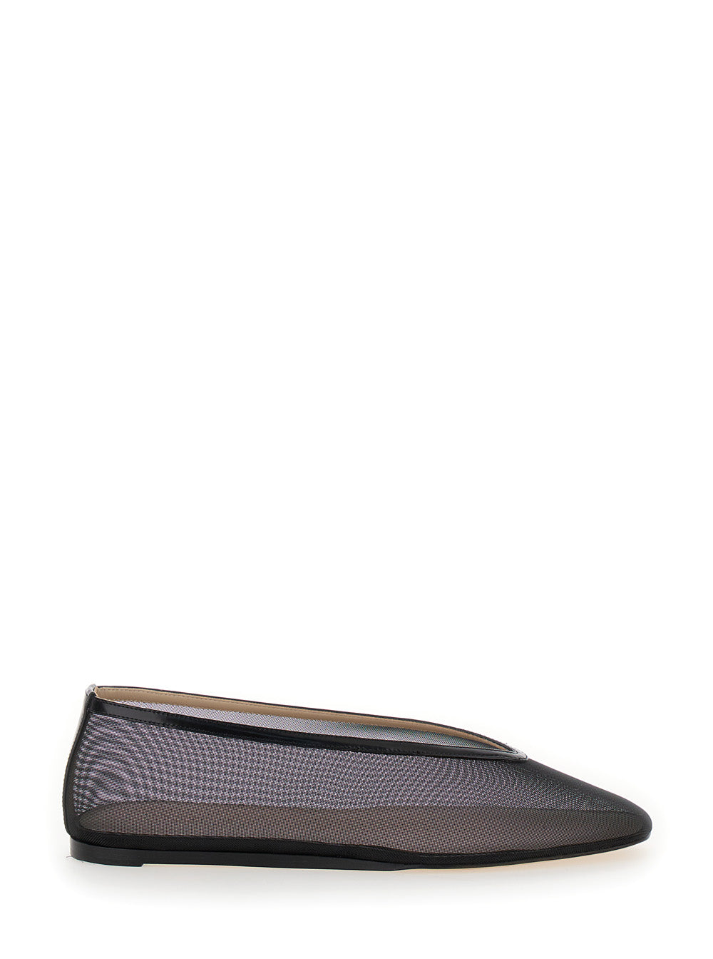 Black Ballerinas Fishnet Style Leather Woman Polyester