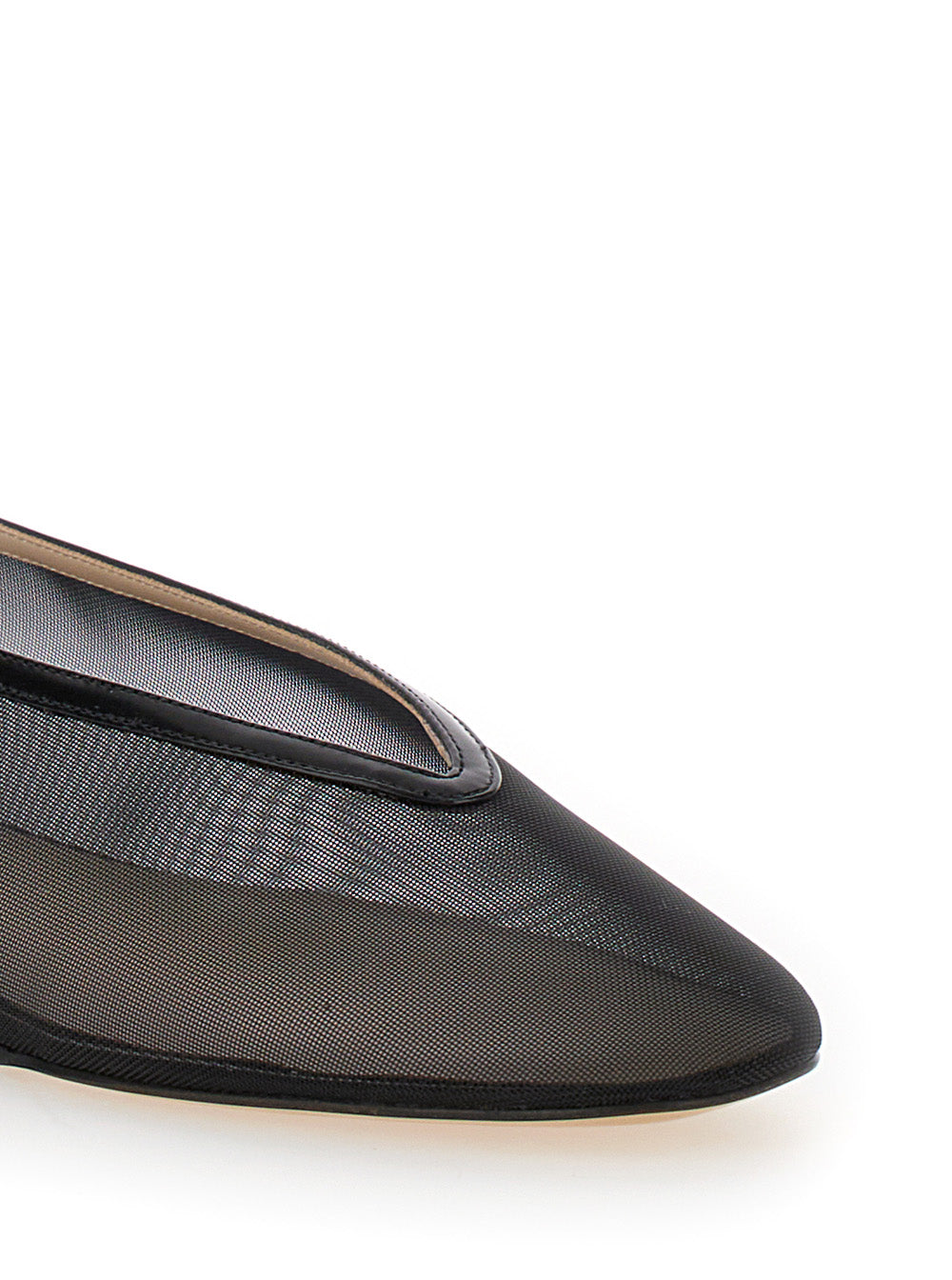 Black Ballerinas Fishnet Style Leather Woman Polyester