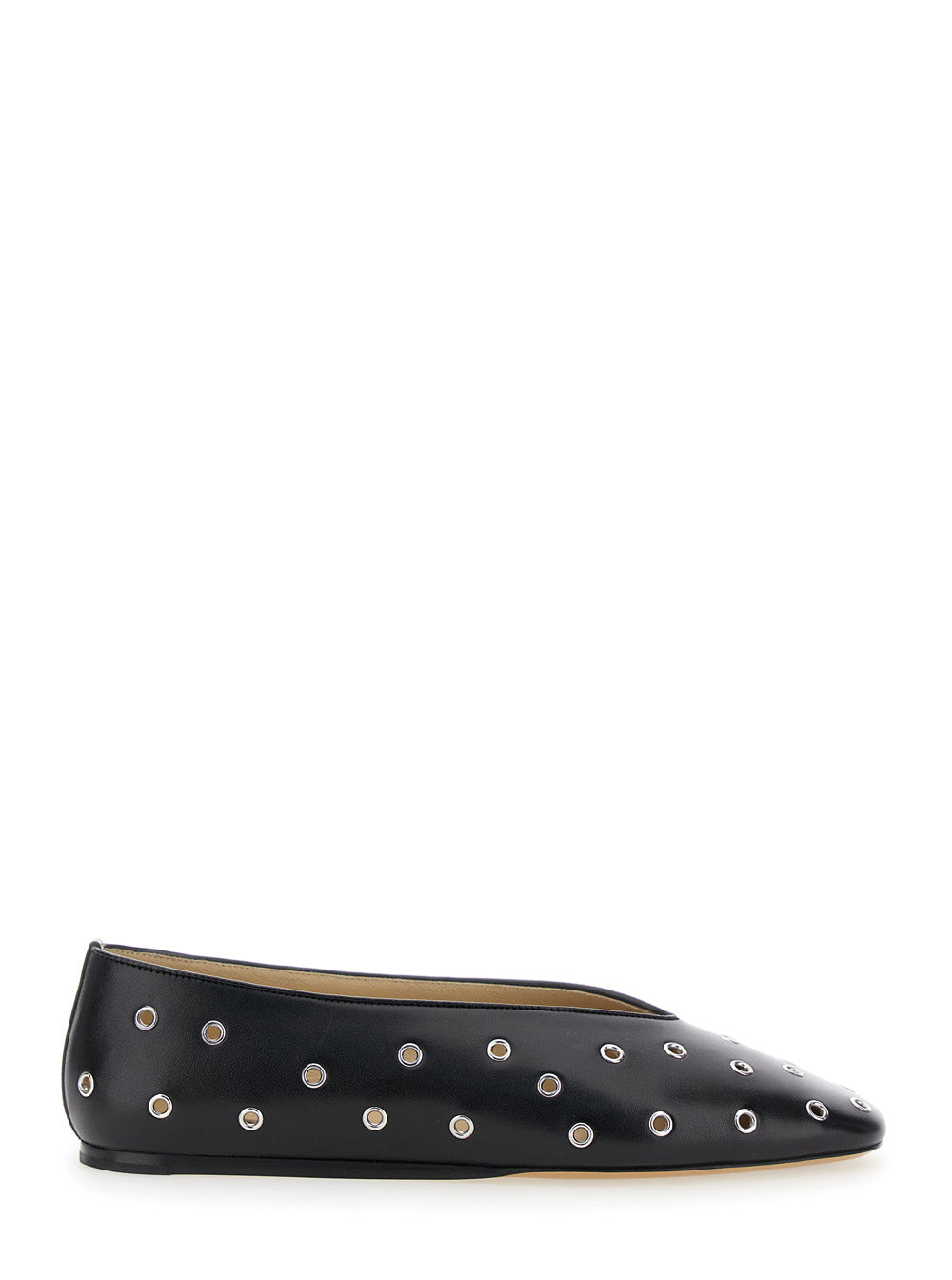 Regency Black Ballerinas With Eyelets Leather Woman Calf
