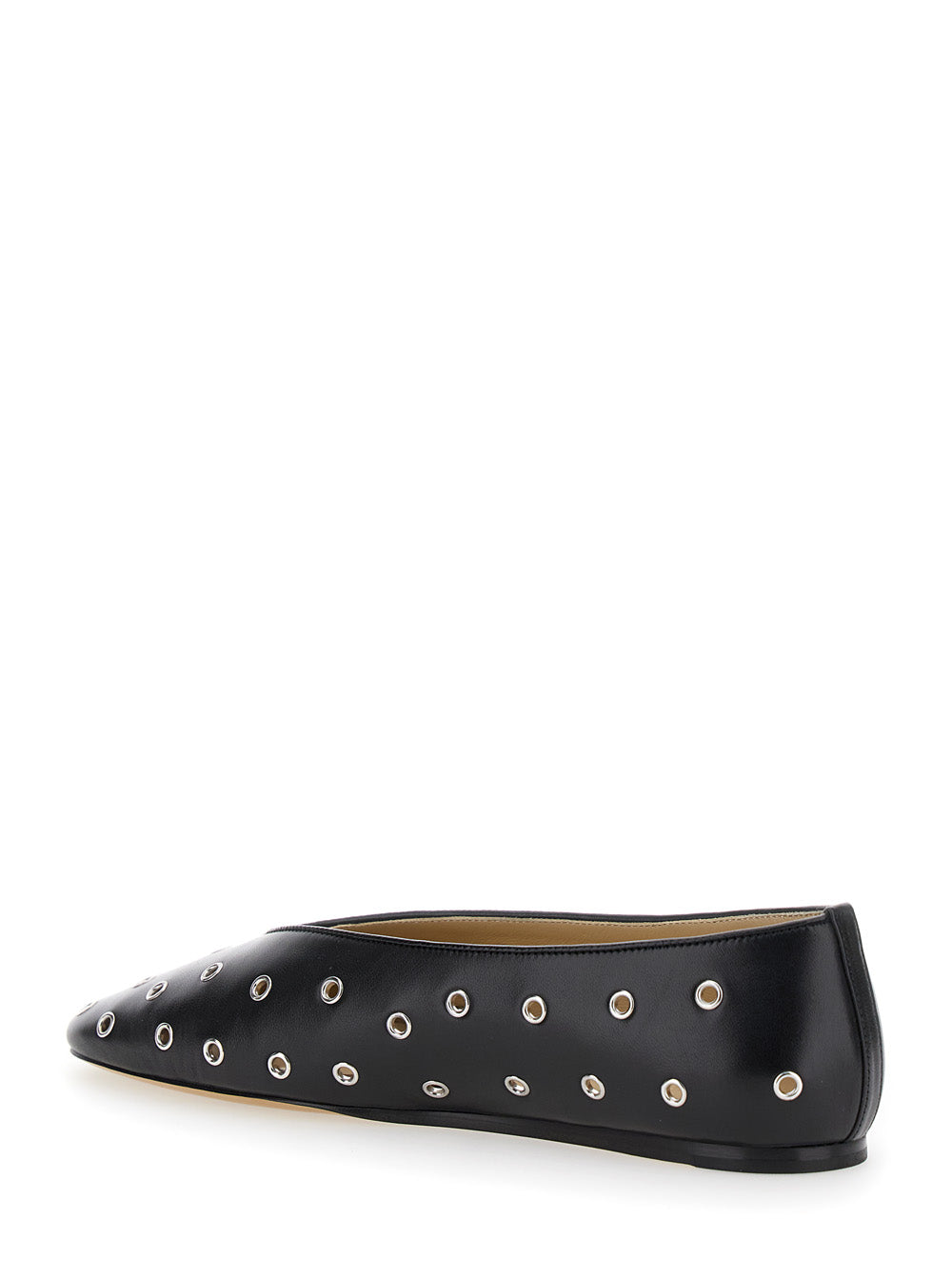 Regency Black Ballerinas With Eyelets Leather Woman Calf