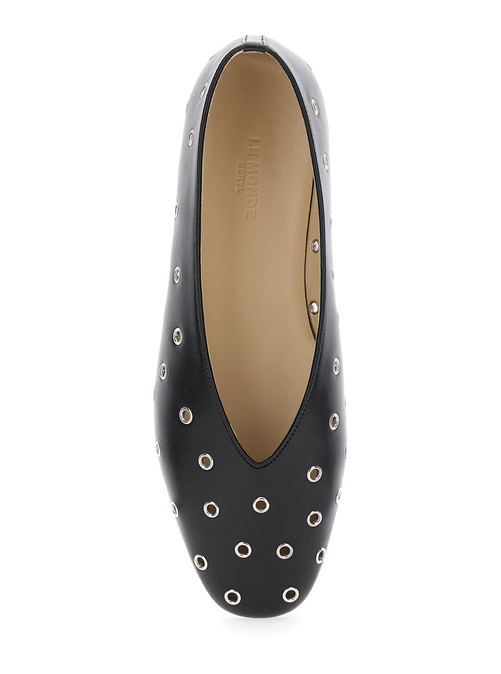 Regency Black Ballerinas With Eyelets Leather Woman Calf