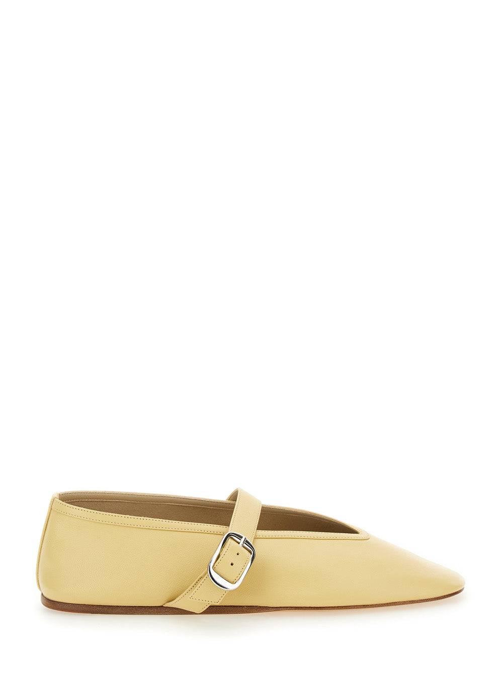 Stella Yellow Ballerinas with Buckle Strap in Leather Woman Lamb