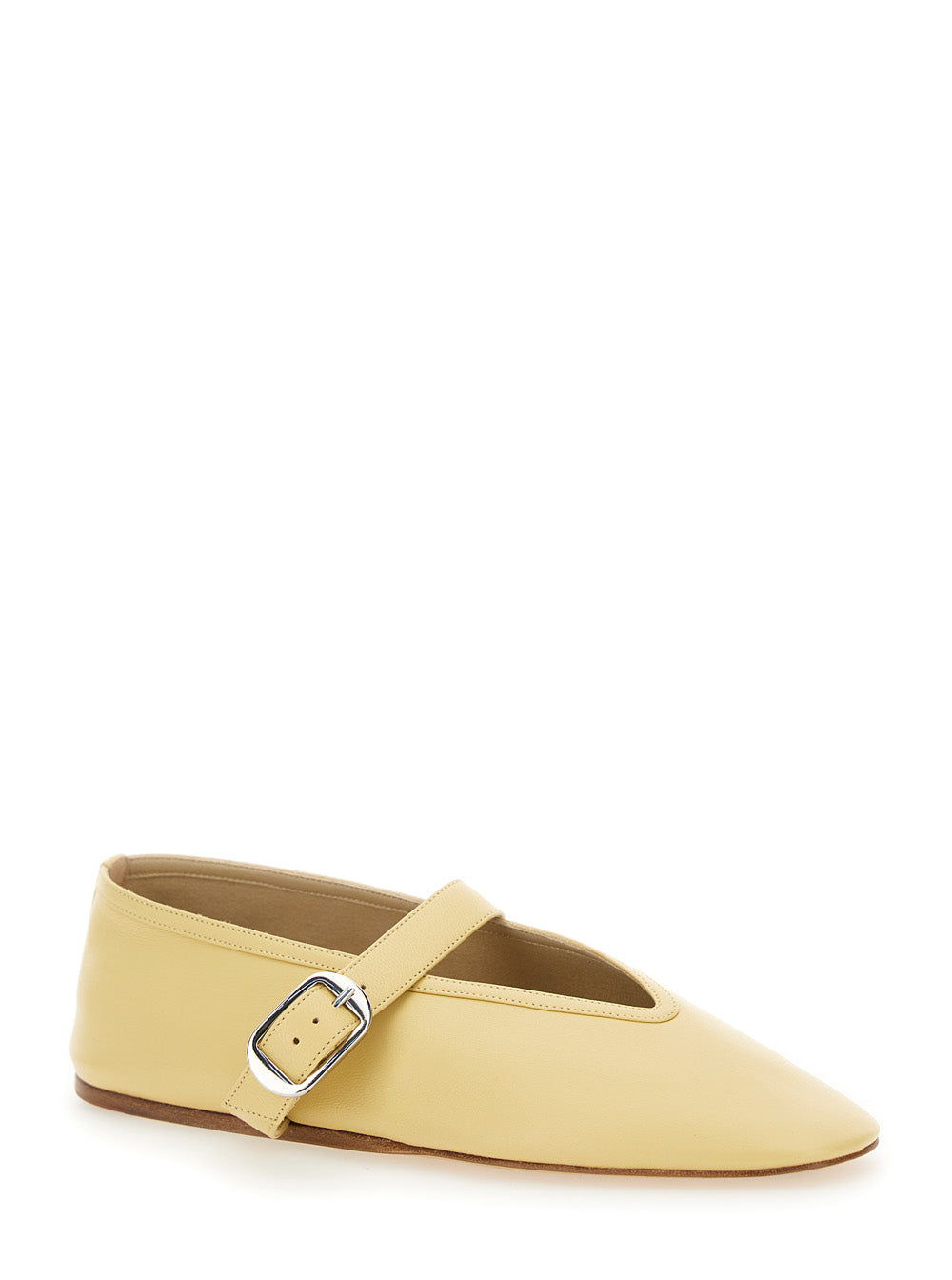 Stella Yellow Ballerinas with Buckle Strap in Leather Woman Lamb