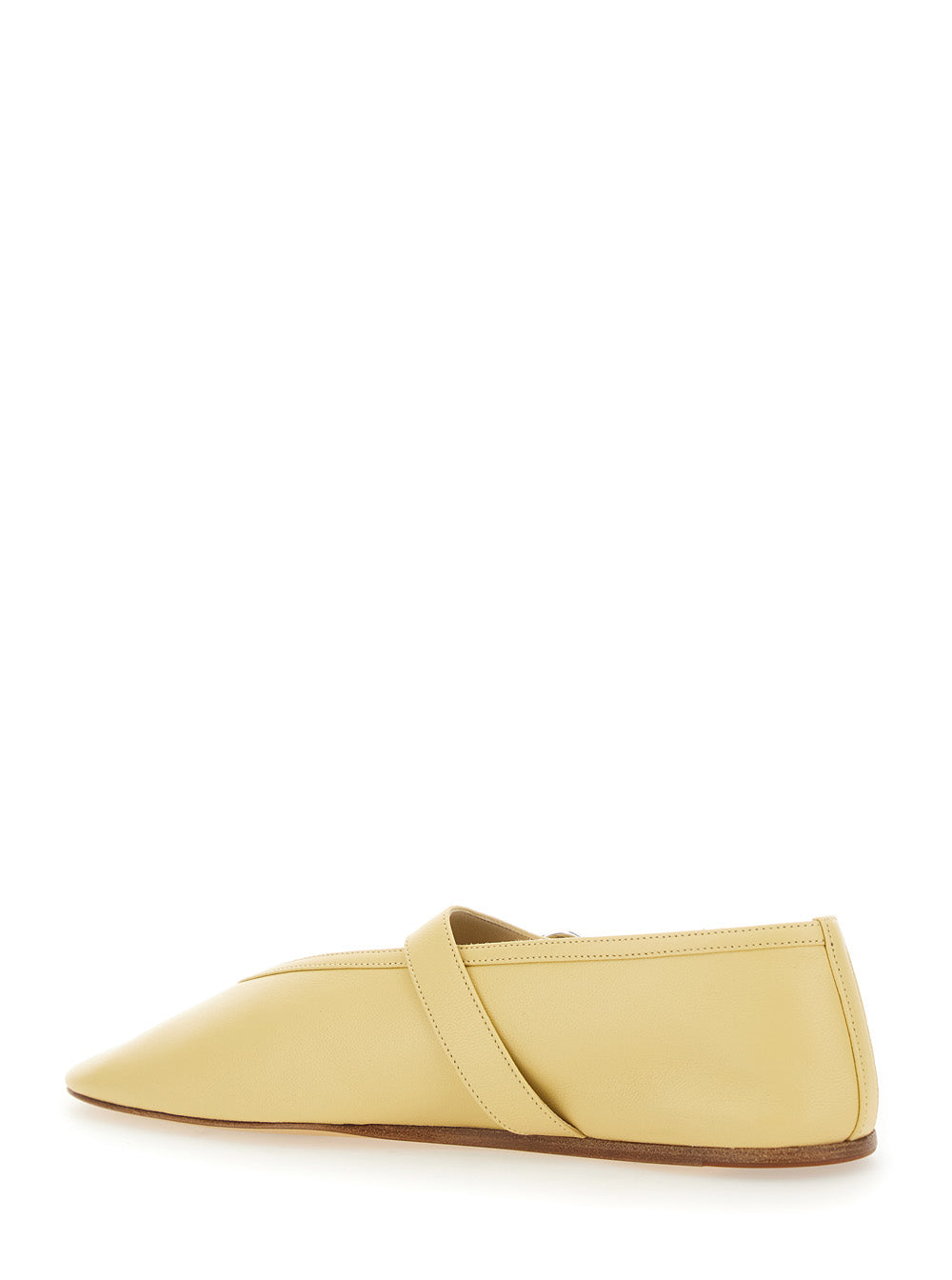 Stella Yellow Ballerinas with Buckle Strap in Leather Woman Lamb