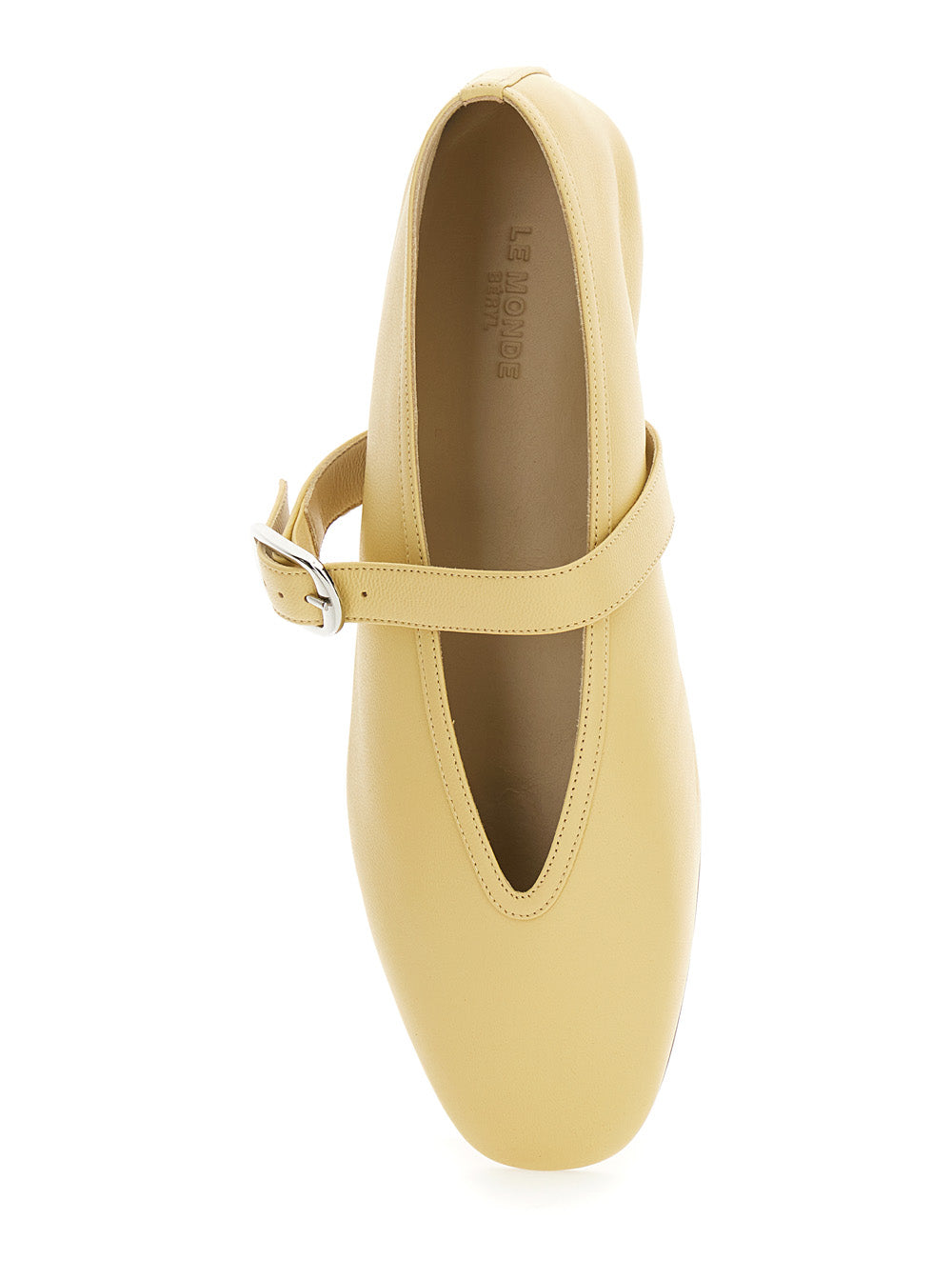 Stella Yellow Ballerinas with Buckle Strap in Leather Woman Lamb
