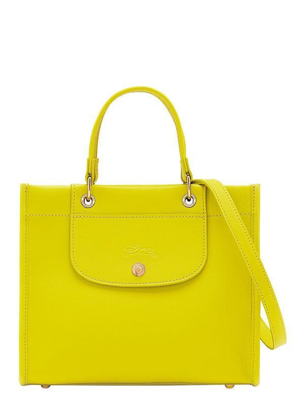 Green Handbag With Embossed Logo Leather Handbags